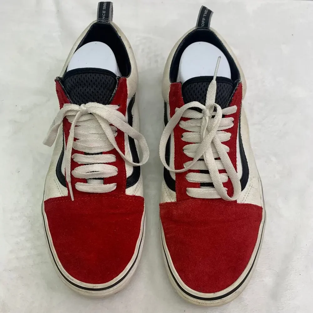 Vans Off the Wall Mens Sz 10.5 Old Skool Red Black White Colorblock Webbing READ